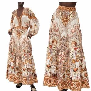 CAMILLA Heart Of A Hippie Tiered Maxi Skirt RRP $599 size small runs med-large